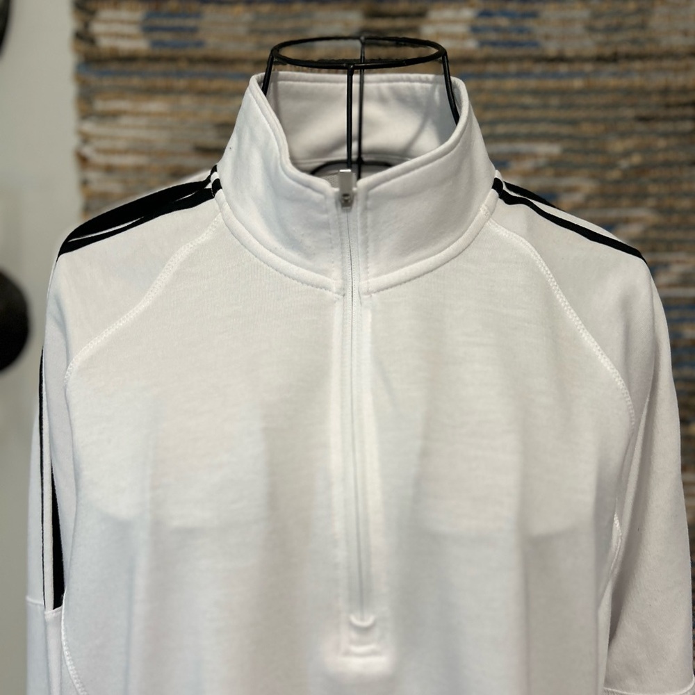 Adidas White Quarter-Zip Pullover with Black Stripes - Picture 2 of 10